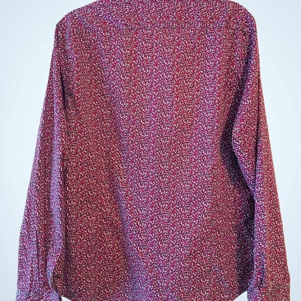 Denim & Flower Dress Shirt Men's Red & Blue Slim Fit 100% Cotton